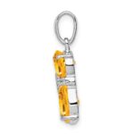 Sterling Silver Rhodium-plated Citrine and Diamond Cat Pendant - Image 2