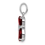 Sterling Silver Rhodium-plated Garnet and Diamond Cat Pendant - Image 2