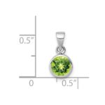 Sterling Silver Rhodium-plated Polished Peridot Round Pendant - Image 3