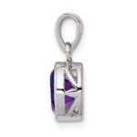 Sterling Silver Rhodium-plated Polished Amethyst Oval Pendant - Image 2