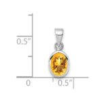 Sterling Silver Rhodium-plated Polished Citrine Oval Pendant - Image 3