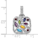 Sterling Silver Rhodium-plated Multi Gemstone Pendant - Image 3