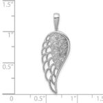 Sterling Silver Rhodium Diam. Open-work Wing Pendant - Image 3