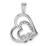 Sterling Silver Rhodium Diam. Hearts Pendant - Image 4