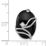 Sterling Silver Rhodium Plated Onyx and CZ Slide - Image 3