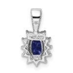 Sterling Silver Rhodium-plated CZ/Lab Cr Sapphire Pendant - Image 3