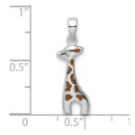 Sterling Silver Rhodium-plated Enameled CZ Giraffe Pendant - Image 4