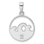 Sterling Silver Rhodium-plated Blue Created Opal Wave Pendant - Image 3