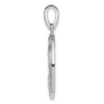 Sterling Silver Rhod-plated Blue Inlay Created Opal Sunrise Pendant - Image 2