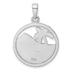 Sterling Silver Rhod-plated Created Opal Palm Tree Ocean Pendant - Image 3