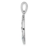 Sterling Silver Rhodium-plated Blue Created Opal Dolphins Pendant - Image 2