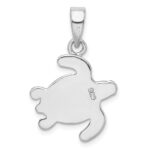 Sterling Silver Rhodium-plated Polished Green Inlay Created Opal Turtle Pendant - Image 3