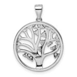 Sterling Silver Rhodium-plated Created White Sapphire Tree of Life Pendant - Image 3