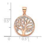 Sterling Silver Rose-tone Created White Sapphire Tree of Life Pendant - Image 4