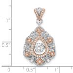 Sterling Silver Plat-plate Rose-tone Vibrant CZ Fancy Penda - Image 3