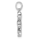Sterling Silver Rhodium-plated Swirl 3-stone CZ Pendant - Image 2