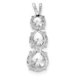 Sterling Silver Rhodium-plated Polished CZ Round Shaped 3 Stone Pendant - Image 3