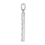 Sterling Silver Rhodium-plated White Created Opal Bar Pendant - Image 2