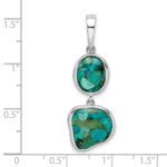 Sterling Silver Rhodium-plated w/Reconstituted Turquoise Pendant - Image 4