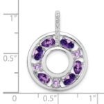 Sterling Silver Rhodium-plated Amethyst and CZ Circle Pendant - Image 4