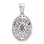 Sterling Silver Rhodium-plated Oval Amethyst and White Topaz Pendant - Image 3