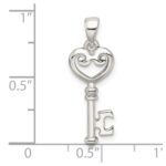 Sterling Silver Polished Small Heart Key Pendant - Image 3