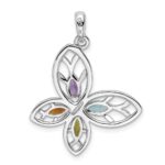 Sterling Silver Rhodium-plated PE CI AM Swiss BT Butterfly Pendant - Image 3
