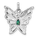 Sterling Silver Rhodium/Oxidized Reconstituted Turquoise Butterfly Pendant - Image 3