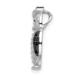 Sterling Silver Rhodium-plated Polished Black and White CZ Owl Slide Pendant - Image 2