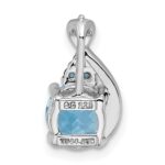 Sterling Silver Rhodium-plate Dia. Swiss & London Blue Topaz Pendant - Image 3