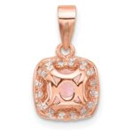 Sterling Silver Rose-tone Square Crystal Pendant - Image 3