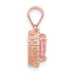 Sterling Silver Rose-plated Pink Crystal Heart and Clear CZ Pendant - Image 2