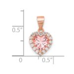 Sterling Silver Rose-plated Pink Crystal Heart and Clear CZ Pendant - Image 4