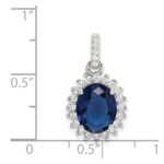 Sterling Silver Rhodium-plated Blue and Clear CZ Pendant - Image 4