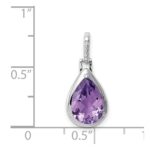 Sterling Silver Rhodium-plated Amethyst Teardrop Pendant - Image 4