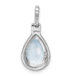 Sterling Silver Rhodium-plated Blue Topaz Teardrop Pendant - Image 3