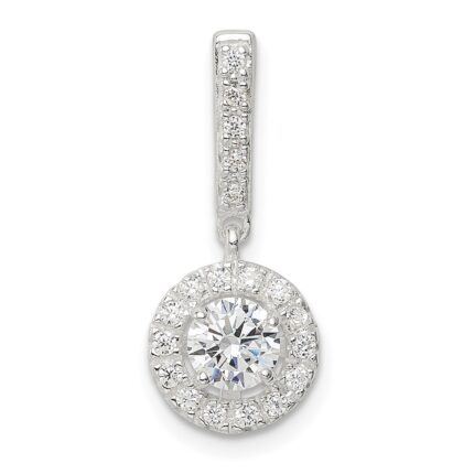 Sterling Silver CZ Halo Dangle Pendant