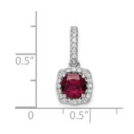 Sterling Silver Rhodium-plated Lab Created Red Corundum and White CZ Pendant - Image 4