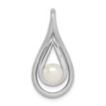 Sterling Silver Rhodium-plated Brushed & Polished (6-7mm) FWC Pearl Teardro