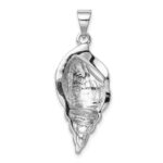 Sterling Silver Rhodium-plated Polished and Antiqued Larimar Shell Pendant - Image 3