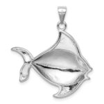 Sterling Silver Rhodium-plated Polished Created Blue Opal Fish Pendant - Image 3