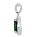 Sterling Silver Rhodium Plated Green and Clear CZ Pendant - Image 2