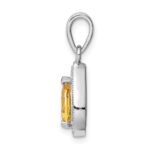 Sterling Silver Rhodium Plated Yellow and Clear CZ Pendant - Image 2