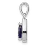 Sterling Silver Rhodium Plated Blue and Clear CZ Pendant - Image 2