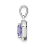 Sterling Silver Rhodium Plated Clear CZ and Square Light Purple CZ Pendant - Image 2