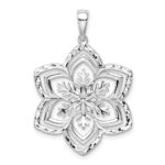 Sterling Silver Rhodium-plated Diamond-cut Snowflake Pendant - Image 3