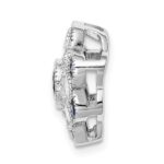 Sterling Silver Rh-plated CZ/Synthetic Blue Spinel Flower Chain Slide - Image 2