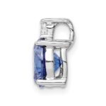 Sterling Silver Rhodium-plated Blue and White CZ Chain Slide - Image 2