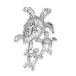 Sterling Silver Rhodium-plated Created Blue Opal Sea Turtles Slide - Image 3