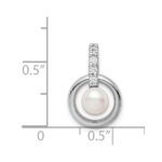 Sterling Silver Rhodium-plated Circle w/CZ (5-6mm) Button FWC Pearl Slide - Image 4